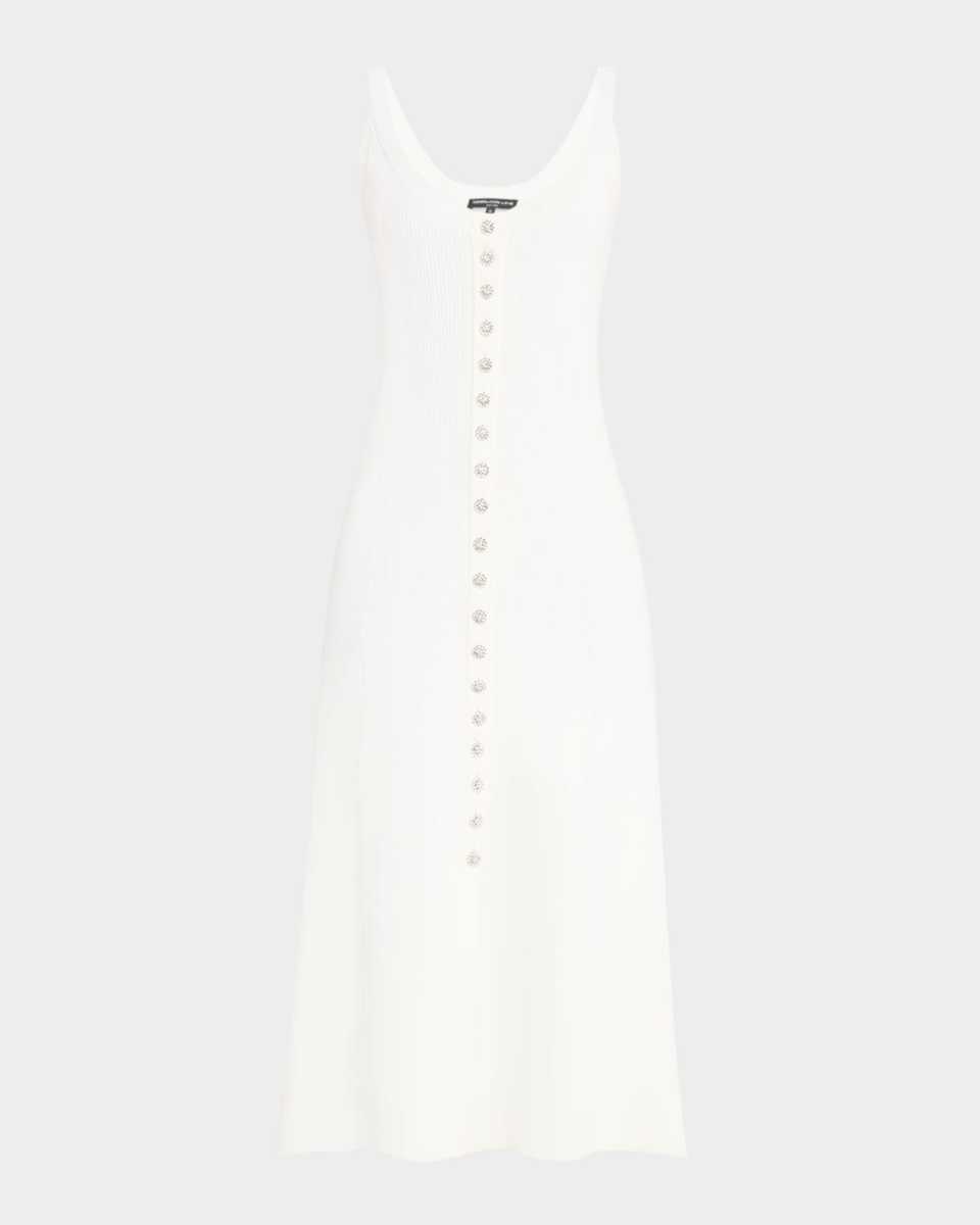 Sharon Sleeveless Crystal-Button Sweater Dress